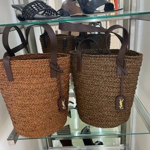 Saint Laurent Raffia Chocolate Tote